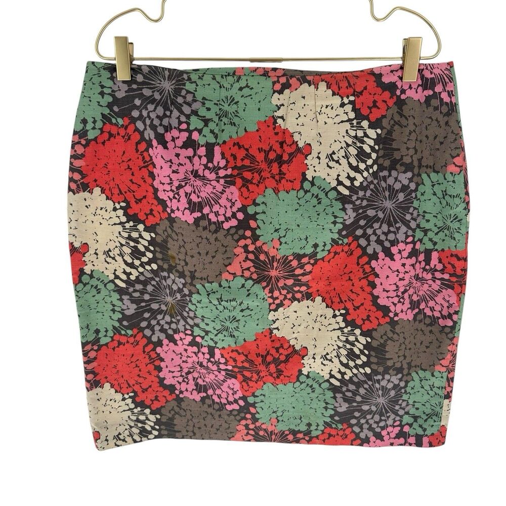 Boden Skirt Womens 14 Pink Green Floral Pencil Straight Lined Career Office
